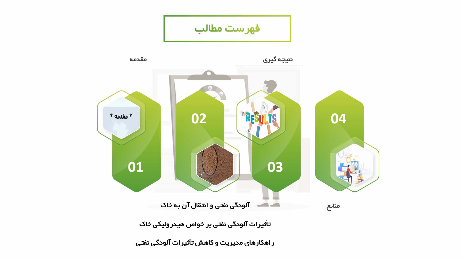 پاورپوینت در مورد تاثیر آلودگی نفتی بر خواص هیدرولیکی خاک